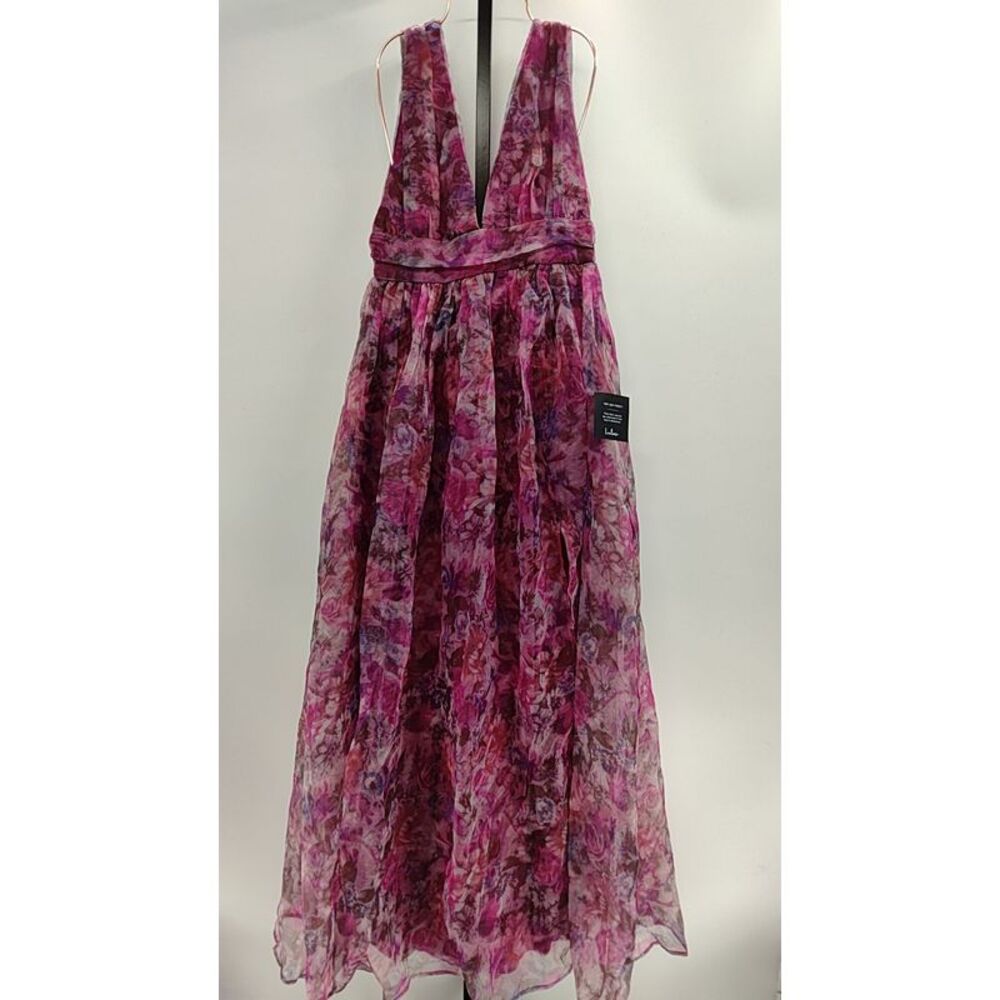 Lulu's Pink Floral V-Neck Maxi Dress